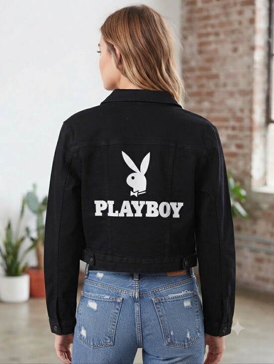 Denim Blvd Jackets & Blazers - Denim BLVD Los Angeles Playboy Black Denim Jacket Size M